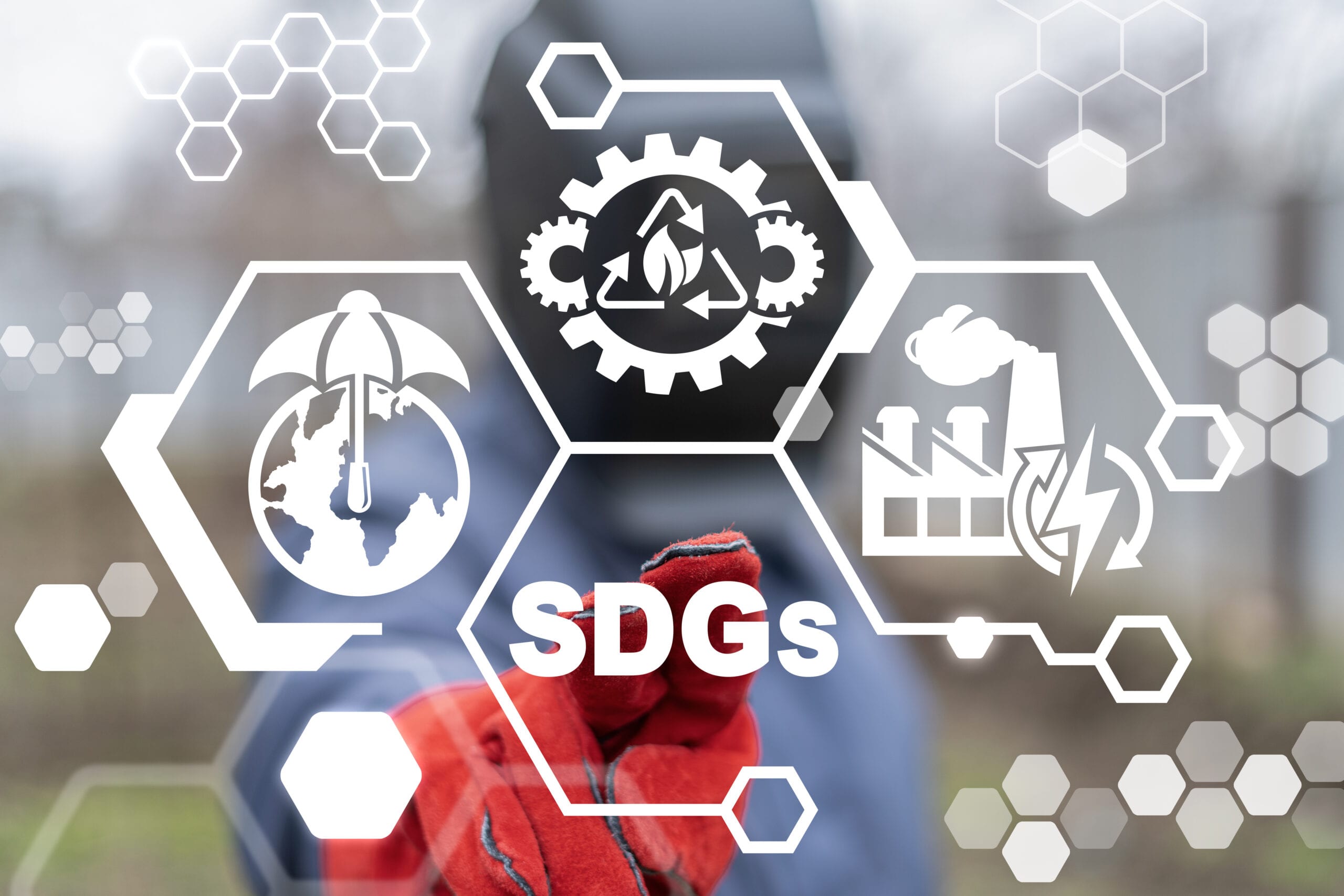 SDGs Sustainable Development Goals Industry Ecology Concept. SDG CSR Responsibility Industrial ECO.