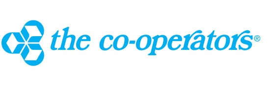 The logo for The Co-operators features a blue geometric symbol of interconnected hexagons on the left, followed by the text the co-operators® in lowercase blue letters.