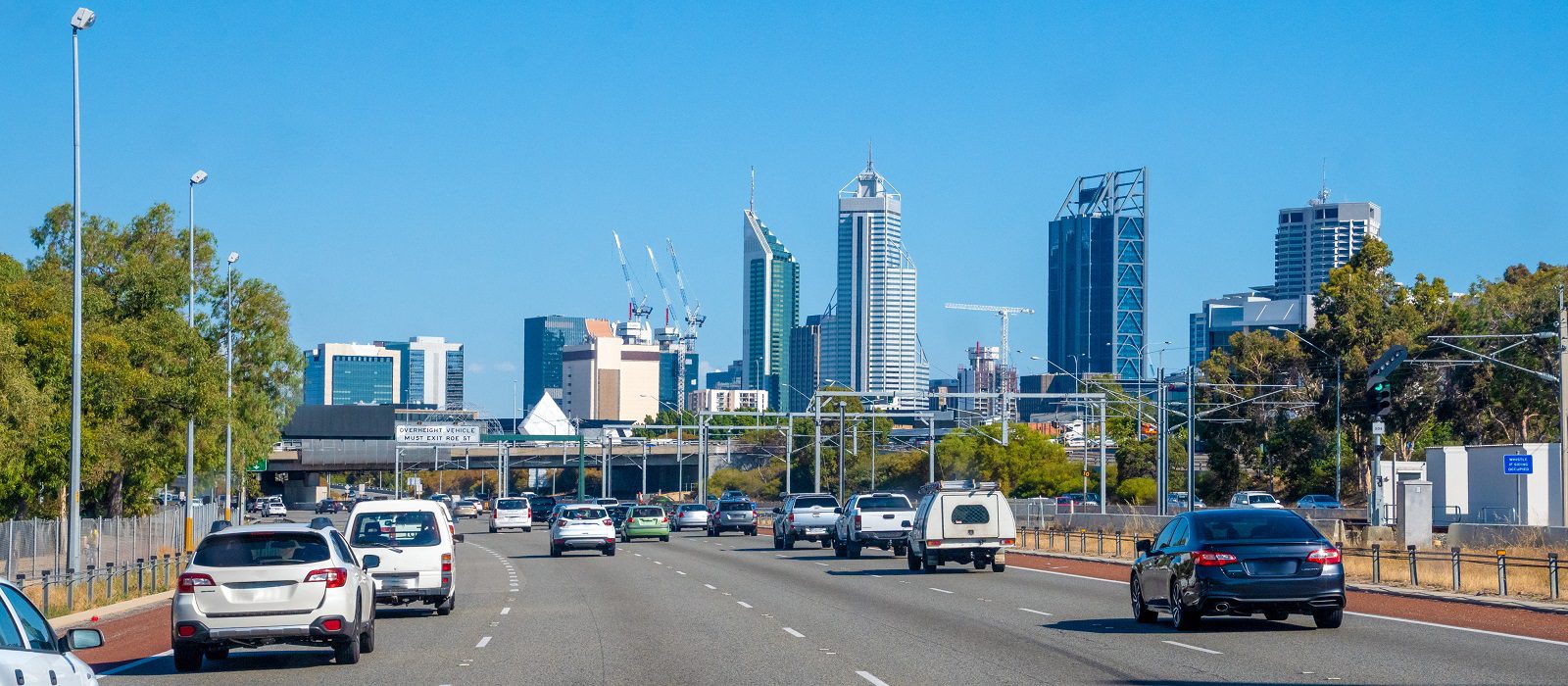 Highway driving into Perth in Western Australia