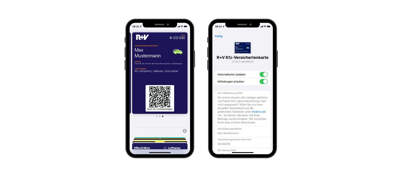 R+V insurance cards on phone - July 2022
