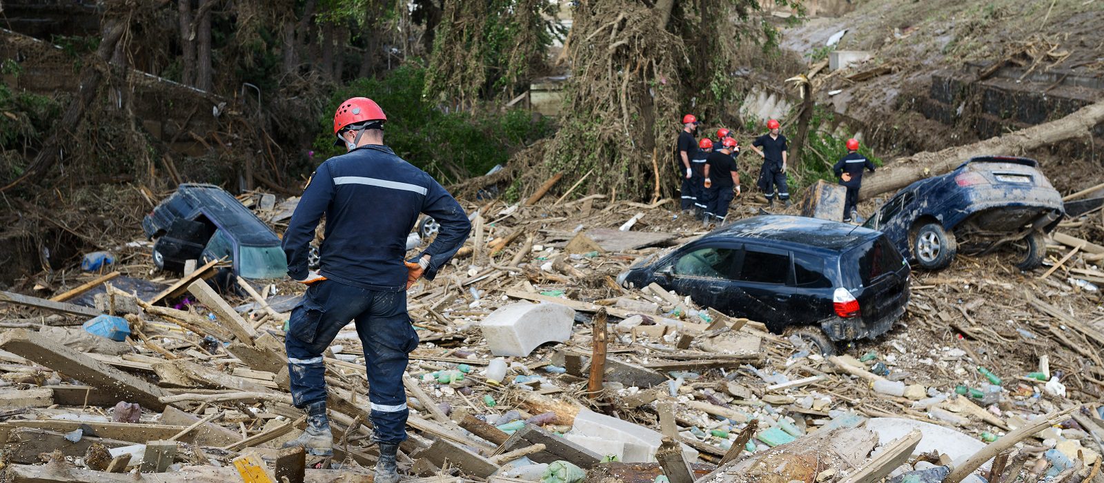 Rescue Service assorted debris after floods
