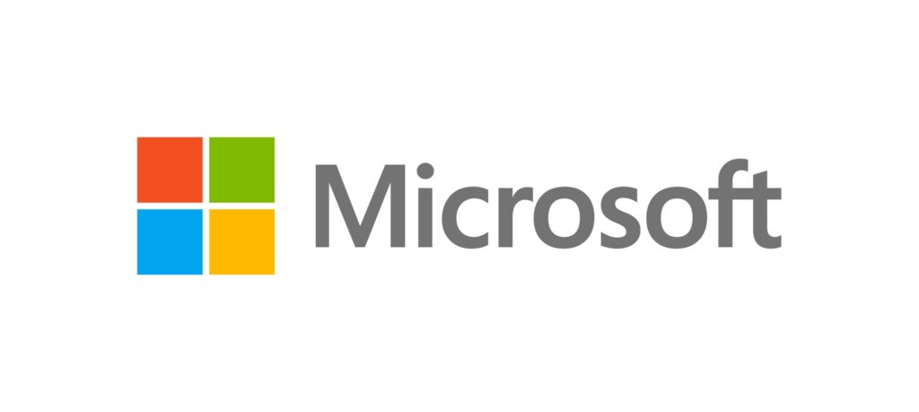 The Microsoft logo featuring four coloured squares (red, green, blue, yellow) forming a larger square, with the word Microsoft in grey text to the right on a white background.